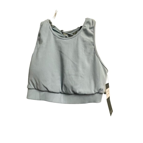 Nux NWT Sports Bra Size Small Dusty Blue Lace Up Back Athleisure Gym Workout - Picture 1 of 3